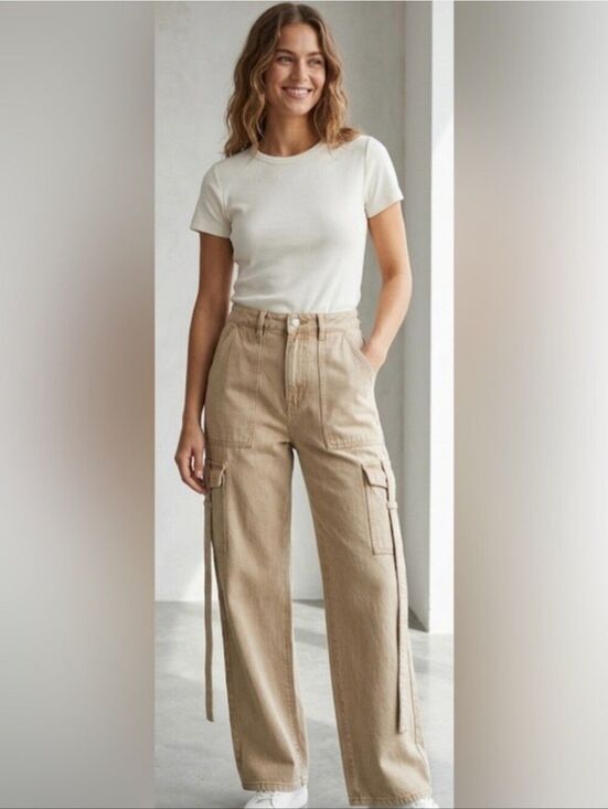 Unbranded Denim - {Sincerely Jules} Beige Utility Cargo Jeans